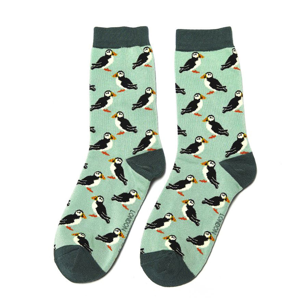 Miss Sparrow Socken Puffins mint front