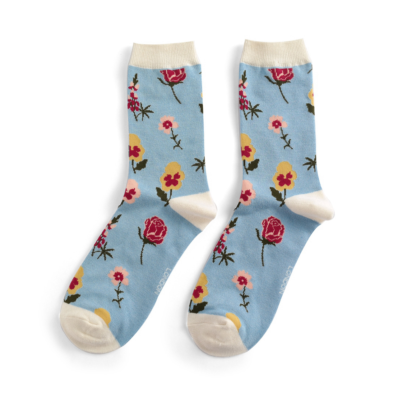 Miss Sparrow Socken Blumen hellblau