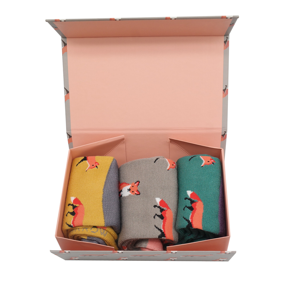 Miss Sparrow Socken Füchse 3er Set Box offen