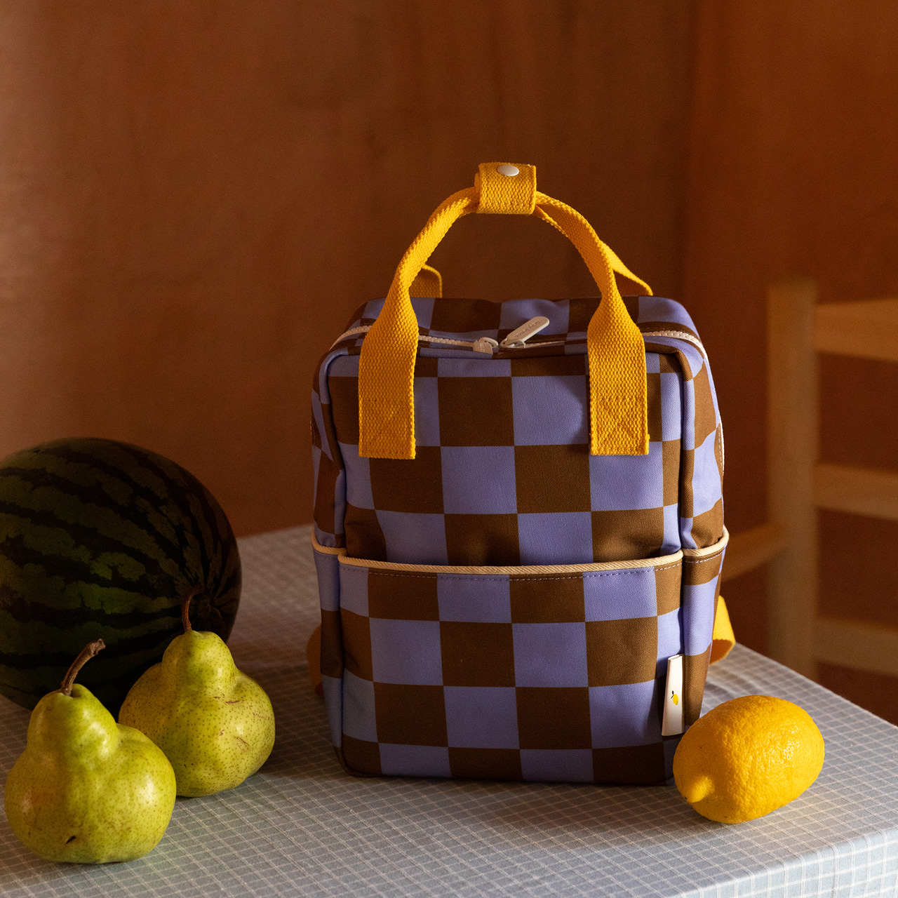 Sticky Lemon Kinder-Rucksack karo lila nah